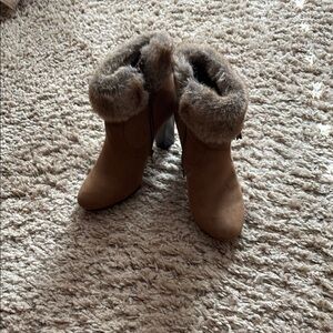 Women's Tan Fur-Lined Ankle Boots